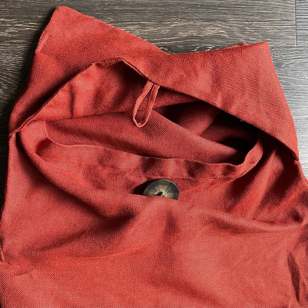 Set Of 2 Pottery Barn Red Rust Linen Cushion Covers‎ 18" Button Boho Farmhouse - Picture 5 of 10